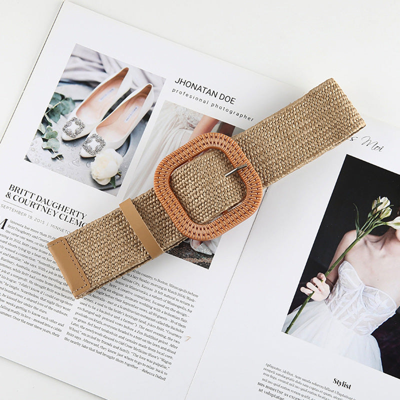 Cotton And Linen Straw Woven Belt Women Cotton And Linen Straw Woven Belt Women